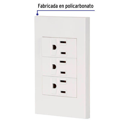 PLACA ARMADA 3 CONTACTOS, 1 MÓDULO, ESPAÑOLA, BLANCO 45598 *