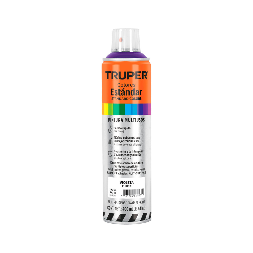 Pintura aerosol violeta, bote esbelto 400 ml, TRUPER