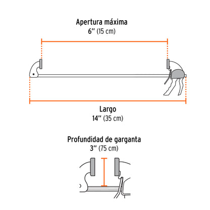 PRENSA DE AJUSTE RÁPIDO 6'' USO RUDO, CUERPO NYLON, EXPERT 100142 *