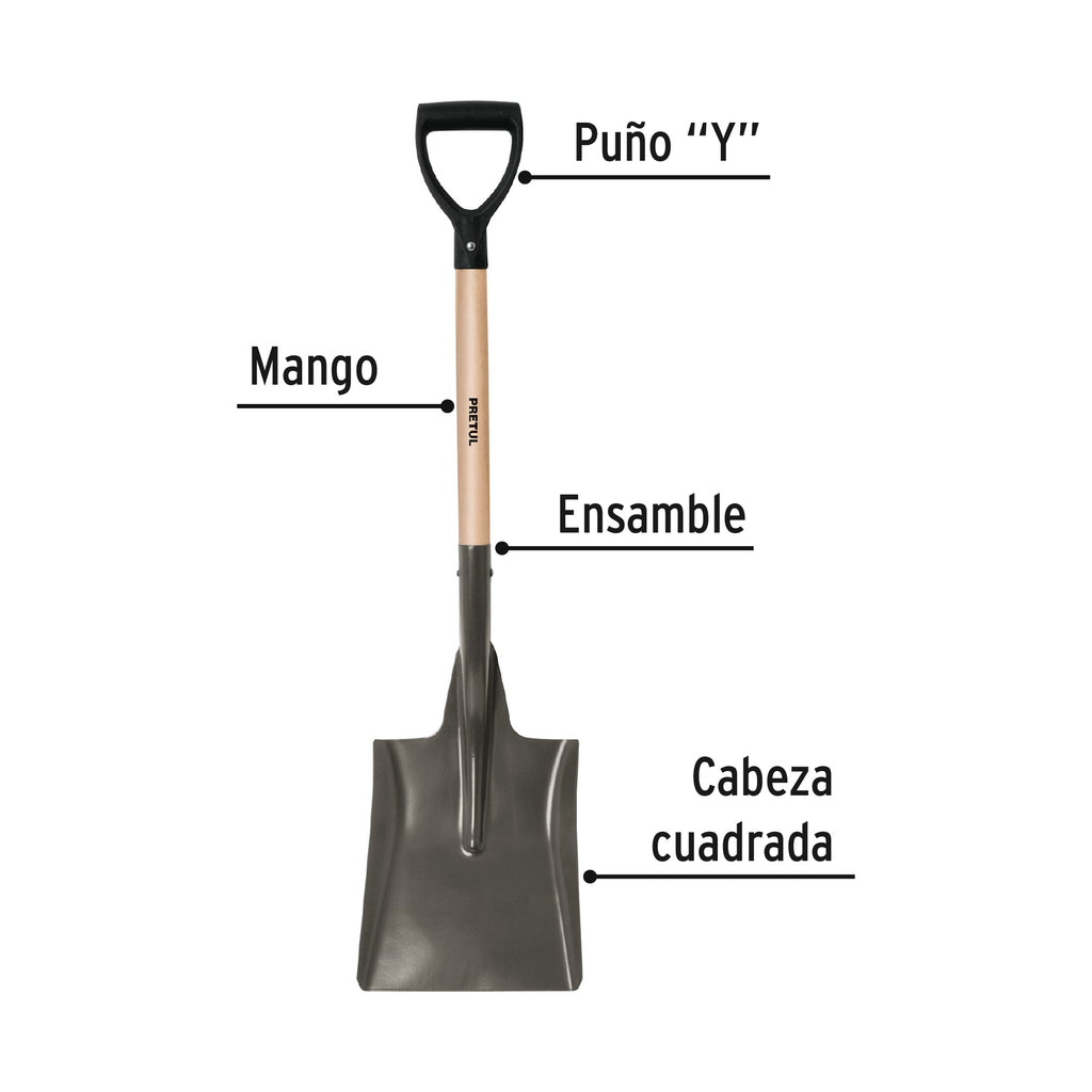Pala cuadrada, puño "Y", mango 28", PRETUL 22511