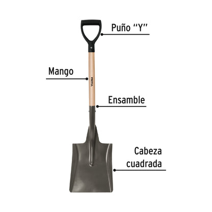 Pala cuadrada, puño "Y", mango 28", PRETUL 22511
