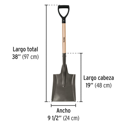 Pala cuadrada, puño "Y", mango 28", PRETUL 22511