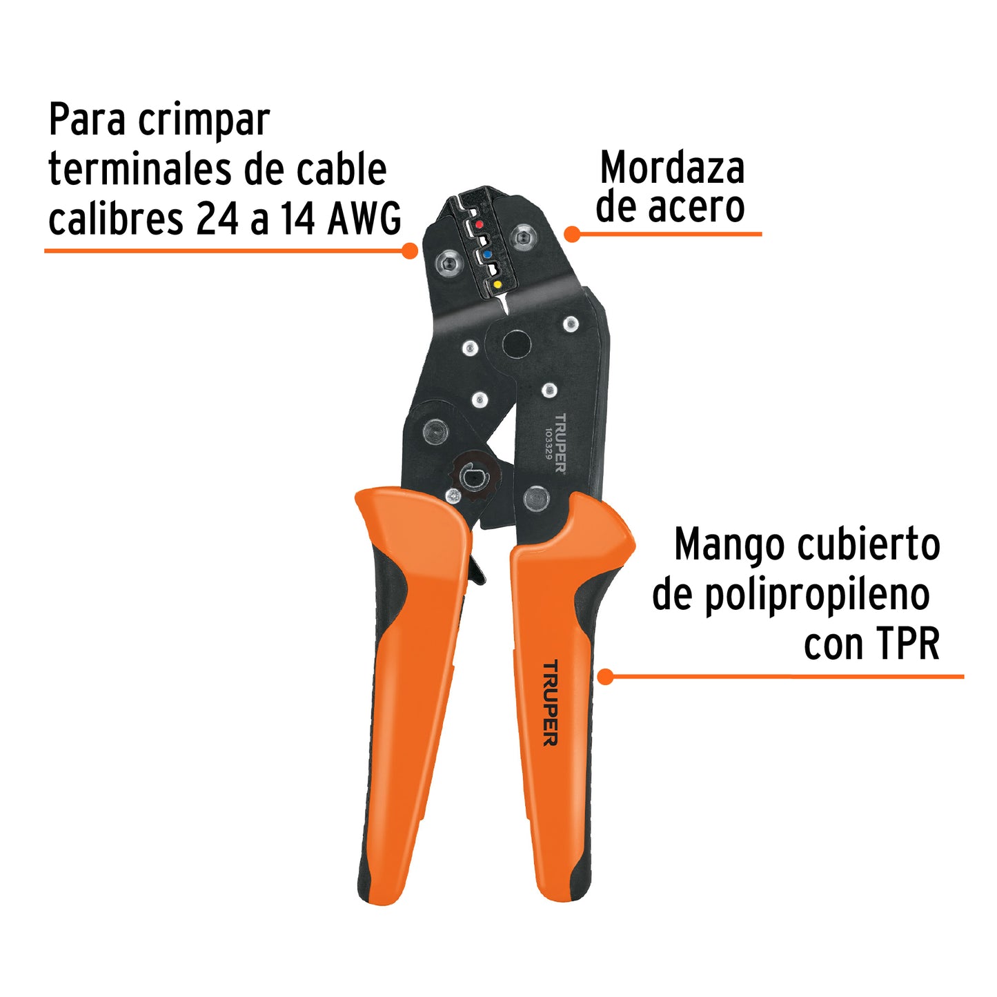 KIT DE CRIMPADORA Y 500 TERMINALES CON AISLAMIENTO, TRUPER 103328 P