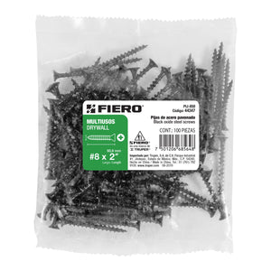 BOLSA CON 100 PIJAS MULTIUSOS #8 x 2" FIERO 44347 P