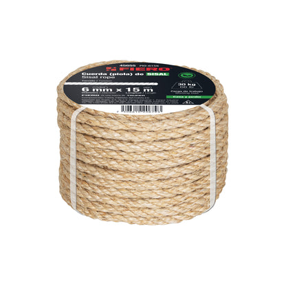 PIOLA SISAL 6 MM X 15 M NATURAL, FIERO 45655 *