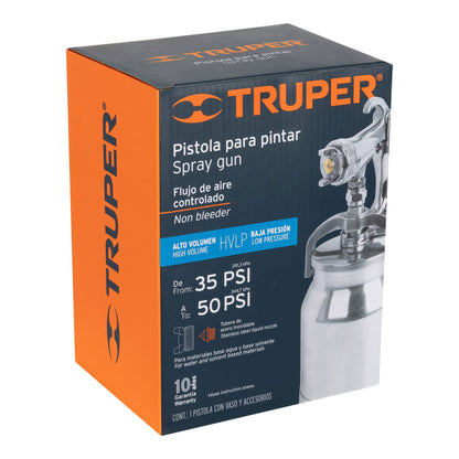 PISTOLA P/PINTAR SUCCIÒN HVLP VASO ALUMINIO, 1.4 MM, TRUPER 14084 P