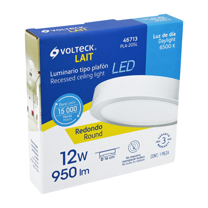 LUMINARIO LED TIPO PLAFÓN 12 W, REDONDO, LUZ DE DÍA, BLANCO 46713 *