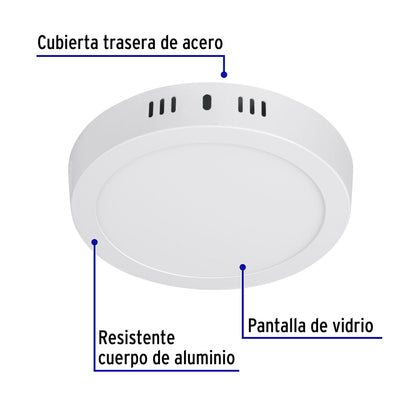 LUMINARIO LED TIPO PLAFÓN 12 W, REDONDO, LUZ DE DÍA, BLANCO 46713 *