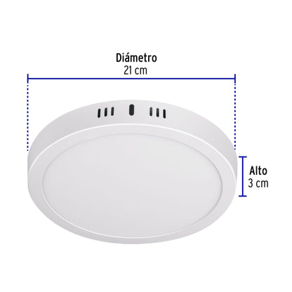 LUMINARIO LED 18W, REDONDO, LUZ DE DIA BLANCO 46715 *