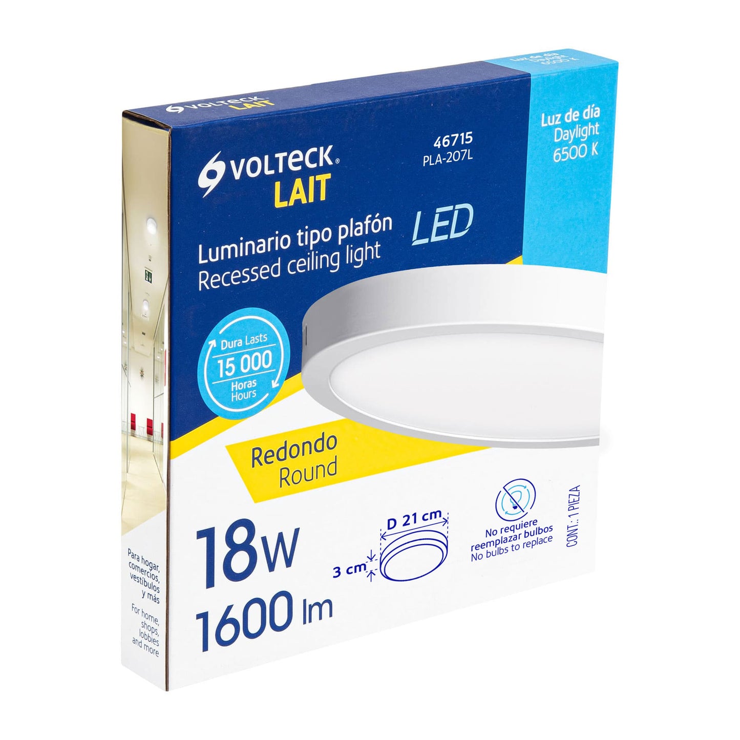 LUMINARIO LED 18W, REDONDO, LUZ DE DIA BLANCO 46715 *