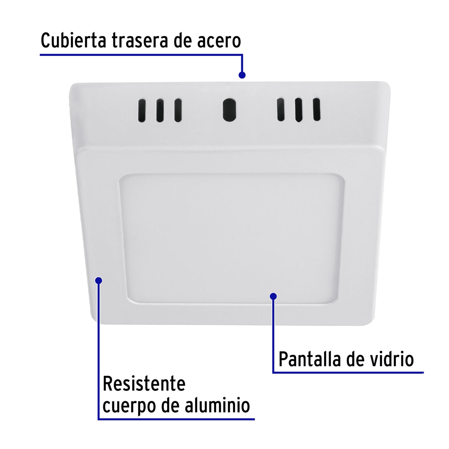 LUMINARIO LED TIPO PLAFÓN 6W, CUADRADO, LUZ DE DÍA, BLANCO 47442 N