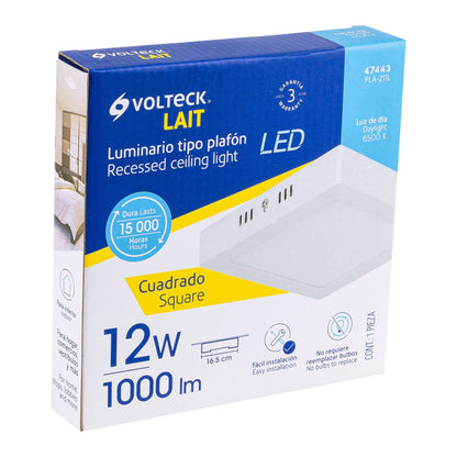 LUMINARIO LED TIPO PLAFÓN 12W, CUADRADO, LUZ DE DÍA, BLANCO 47443 *