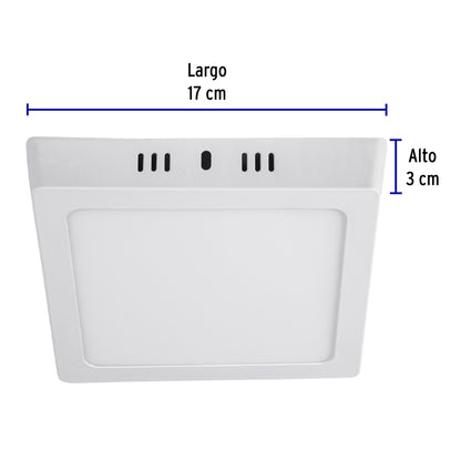 LUMINARIO LED TIPO PLAFÓN 12W, CUADRADO, LUZ DE DÍA, BLANCO 47443 *