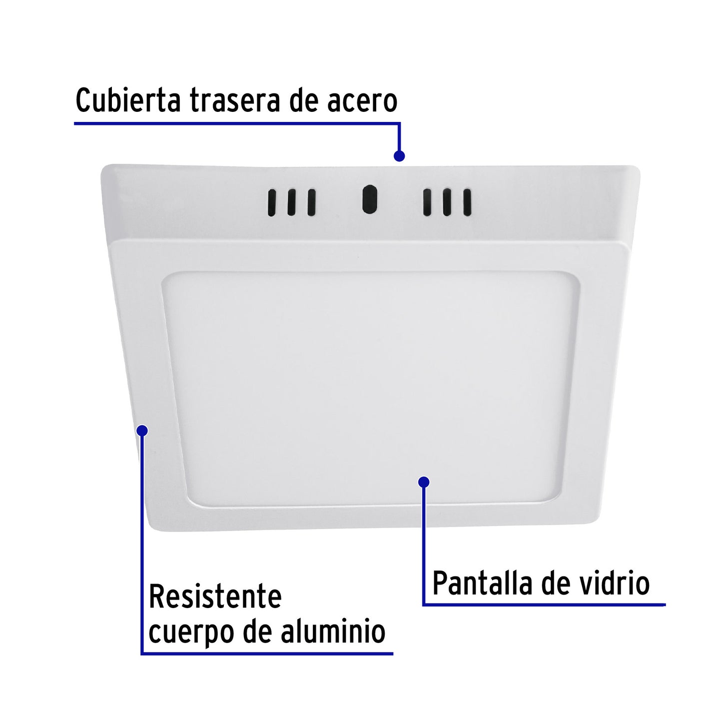LUMINARIO LED TIPO PLAFÓN 12W, CUADRADO, LUZ DE DÍA, BLANCO 47443 *