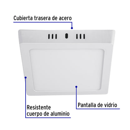 LUMINARIO LED TIPO PLAFÓN 12W, CUADRADO, LUZ DE DÍA, BLANCO 47443 *