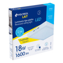 Cargar imagen en el visor de la galería, LUMINARIO LED TIPO PLAFÒN 18W, CUADRADO, LUZ DE DIA, BLANCO 47444 *
