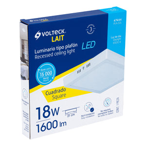 LUMINARIO LED TIPO PLAFÒN 18W, CUADRADO, LUZ DE DIA, BLANCO 47444 *