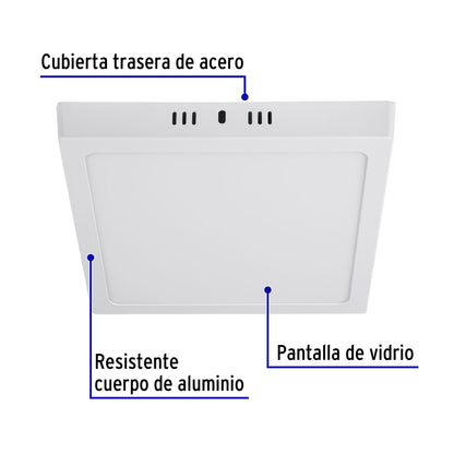 LUMINARIO LED TIPO PLAFÒN 18W, CUADRADO, LUZ DE DIA, BLANCO 47444 *