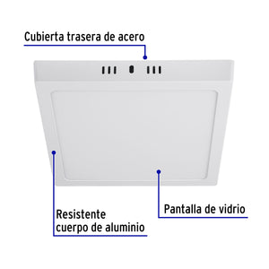 LUMINARIO LED TIPO PLAFÒN 18W, CUADRADO, LUZ DE DIA, BLANCO 47444 *