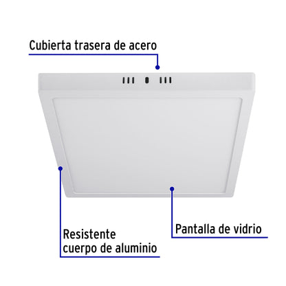 LUMINARIO LED TIPO PLAFÓN 24W, CUADRADO, LUZ DE DÍA, BLANCO 47445 *