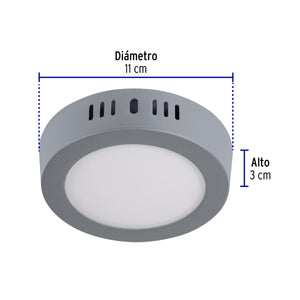 LUMINARIO LED TIPO PLAFÓN 6W, REDONDO, LUZ DE DÍA, GRIS 47346 N