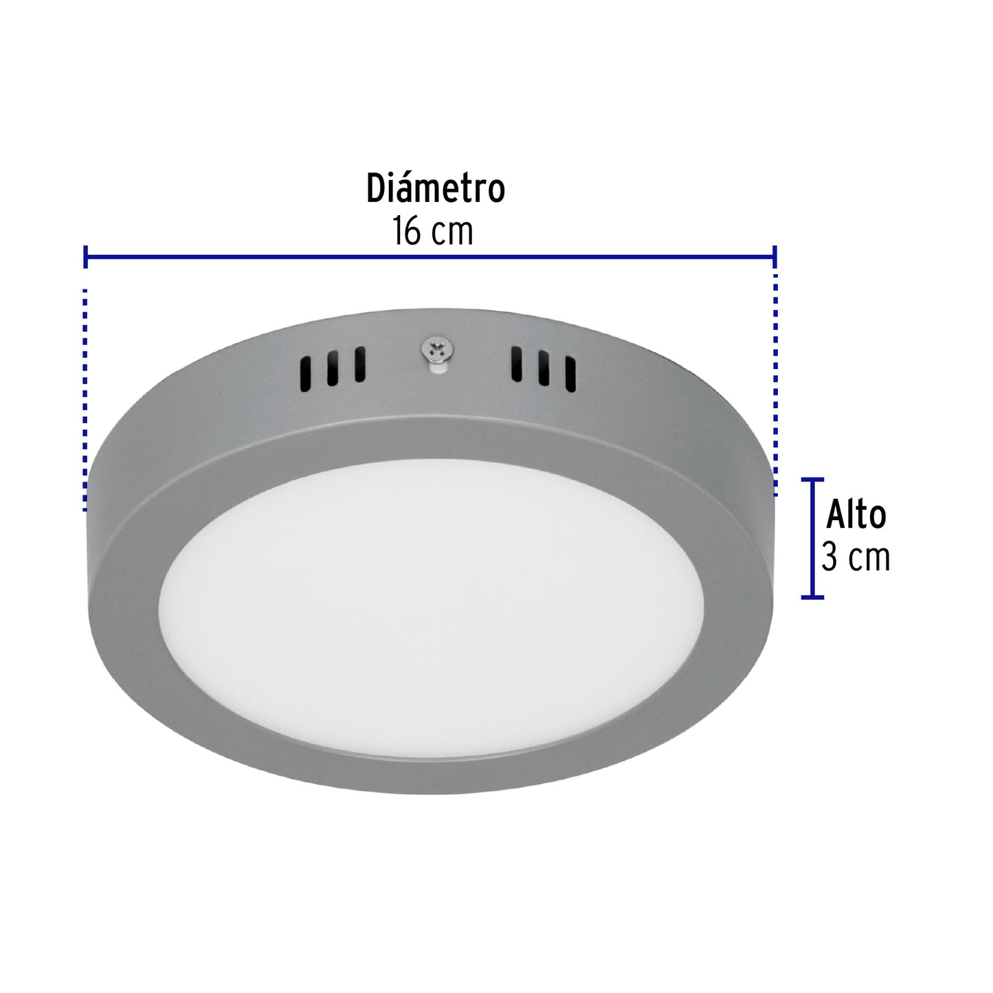 LUMINARIO LED TIPO PLAFÓN 12W, REDONDO, LUZ DE DIA, GRIS 47347 P