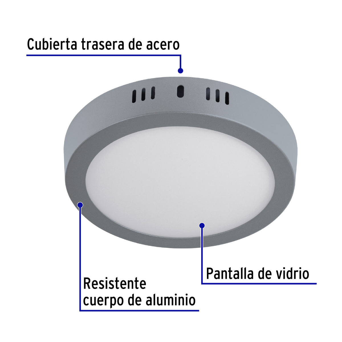 LUMINARIO LED TIPO PLAFÓN 12W, REDONDO, LUZ DE DIA, GRIS 47347 P