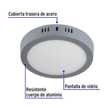 Cargar imagen en el visor de la galería, LUMINARIO LED TIPO PLAFÓN 12W, REDONDO, LUZ DE DIA, GRIS 47347 P
