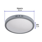 LUMINARIO LED TIPO PLAFÓN 24W, REDONDO, LUZ DE DÌA GRIS 47349 *