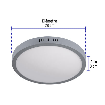 LUMINARIO LED TIPO PLAFÓN 24W, REDONDO, LUZ DE DÌA GRIS 47349 *