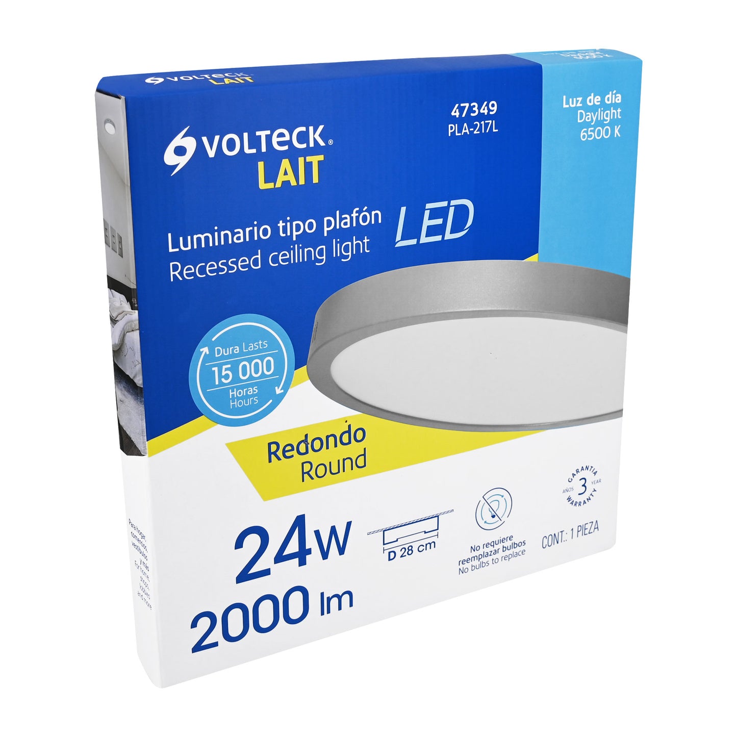 LUMINARIO LED TIPO PLAFÓN 24W, REDONDO, LUZ DE DÌA GRIS 47349 *