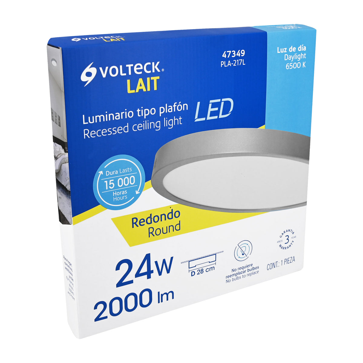 LUMINARIO LED TIPO PLAFÓN 24W, REDONDO, LUZ DE DÌA GRIS 47349 *