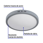 LUMINARIO LED TIPO PLAFÓN 24W, REDONDO, LUZ DE DÌA GRIS 47349 *