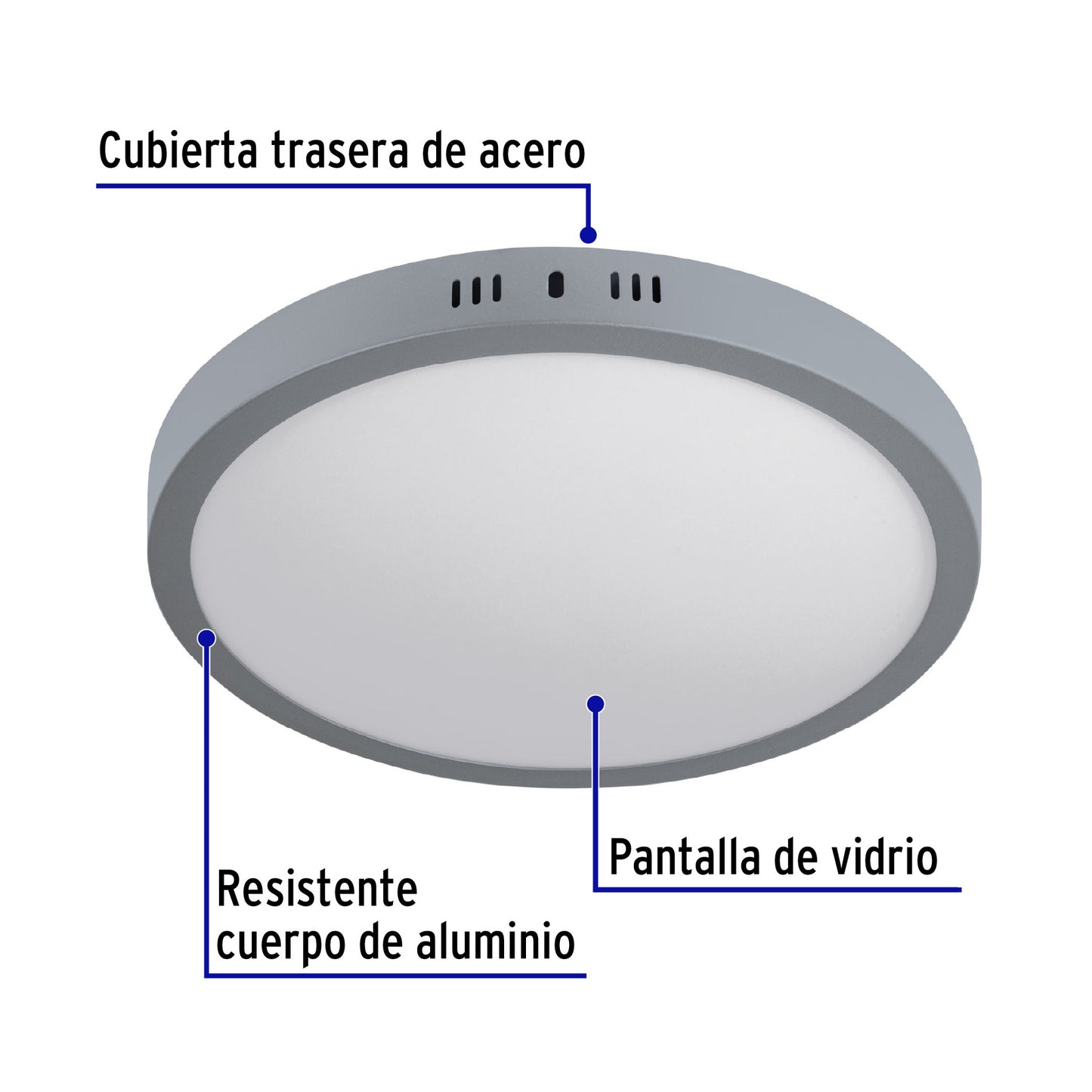 LUMINARIO LED TIPO PLAFÓN 24W, REDONDO, LUZ DE DÌA GRIS 47349 *