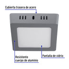 LUMINARIO LED TIPO PLAFÓN 6W, CUADRADO, LUZ DE DÍA, GRIS 47446