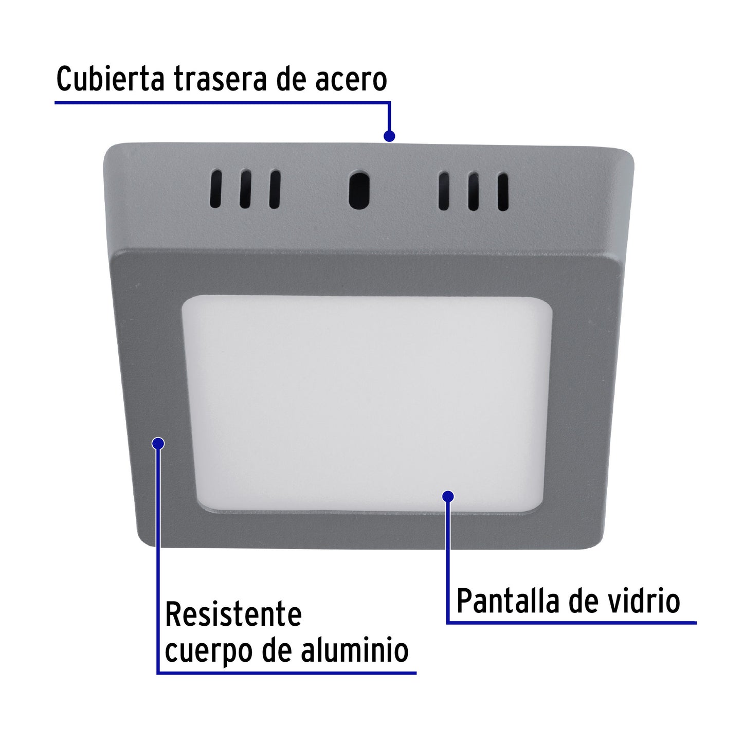 LUMINARIO LED TIPO PLAFÓN 6W, CUADRADO, LUZ DE DÍA, GRIS 47446