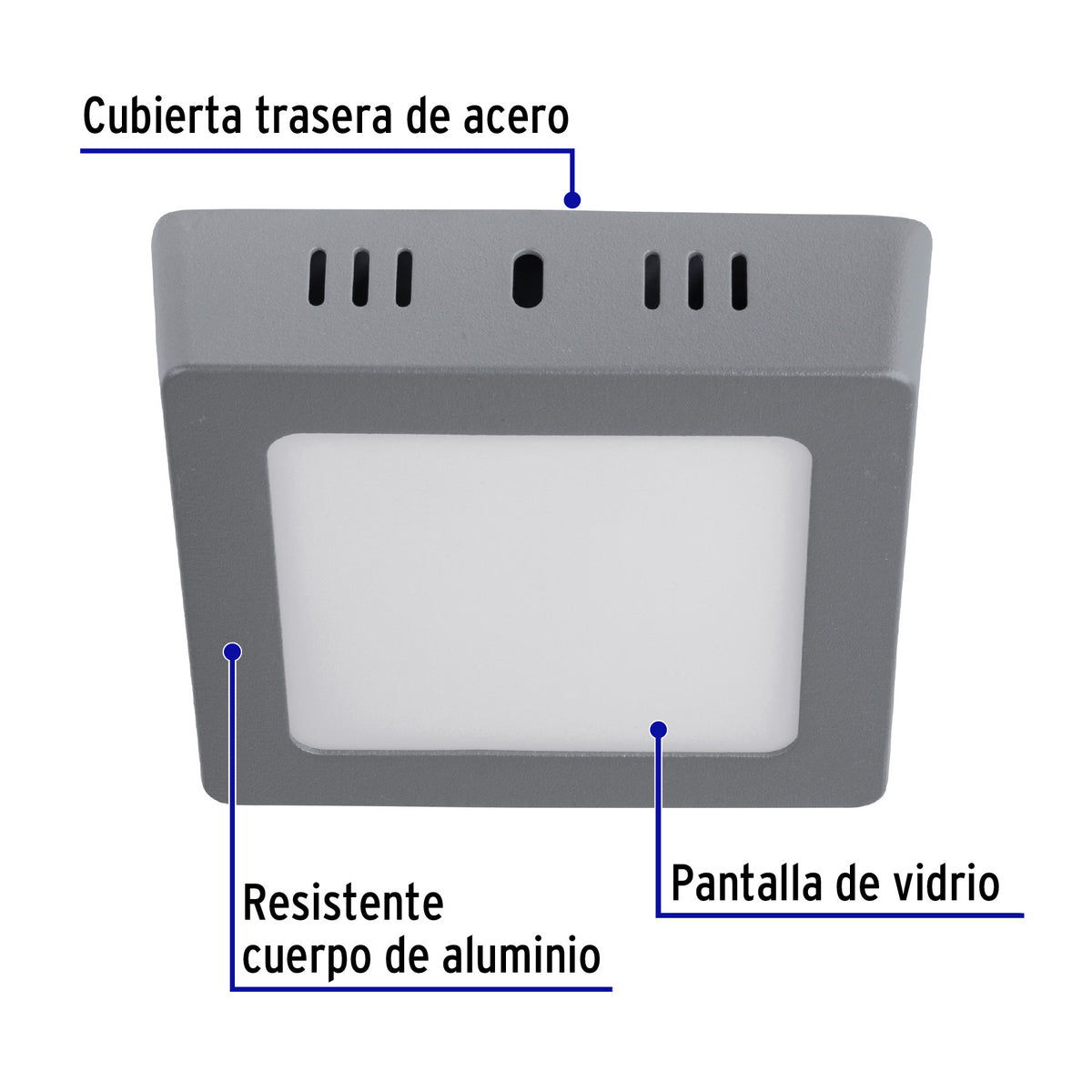 LUMINARIO LED TIPO PLAFÓN 6W, CUADRADO, LUZ DE DÍA, GRIS 47446