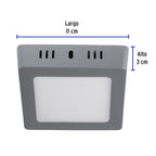 LUMINARIO LED TIPO PLAFÓN 6W, CUADRADO, LUZ DE DÍA, GRIS 47446