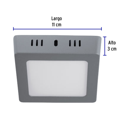 LUMINARIO LED TIPO PLAFÓN 6W, CUADRADO, LUZ DE DÍA, GRIS 47446