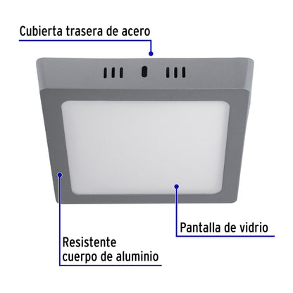 LUMINARIO LED TIPO PLAFÒN 12W, CUADRADO, LUZ, DE DÌA, GRIS 47447 P