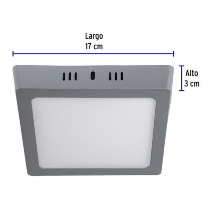 LUMINARIO LED TIPO PLAFÒN 12W, CUADRADO, LUZ, DE DÌA, GRIS 47447 P