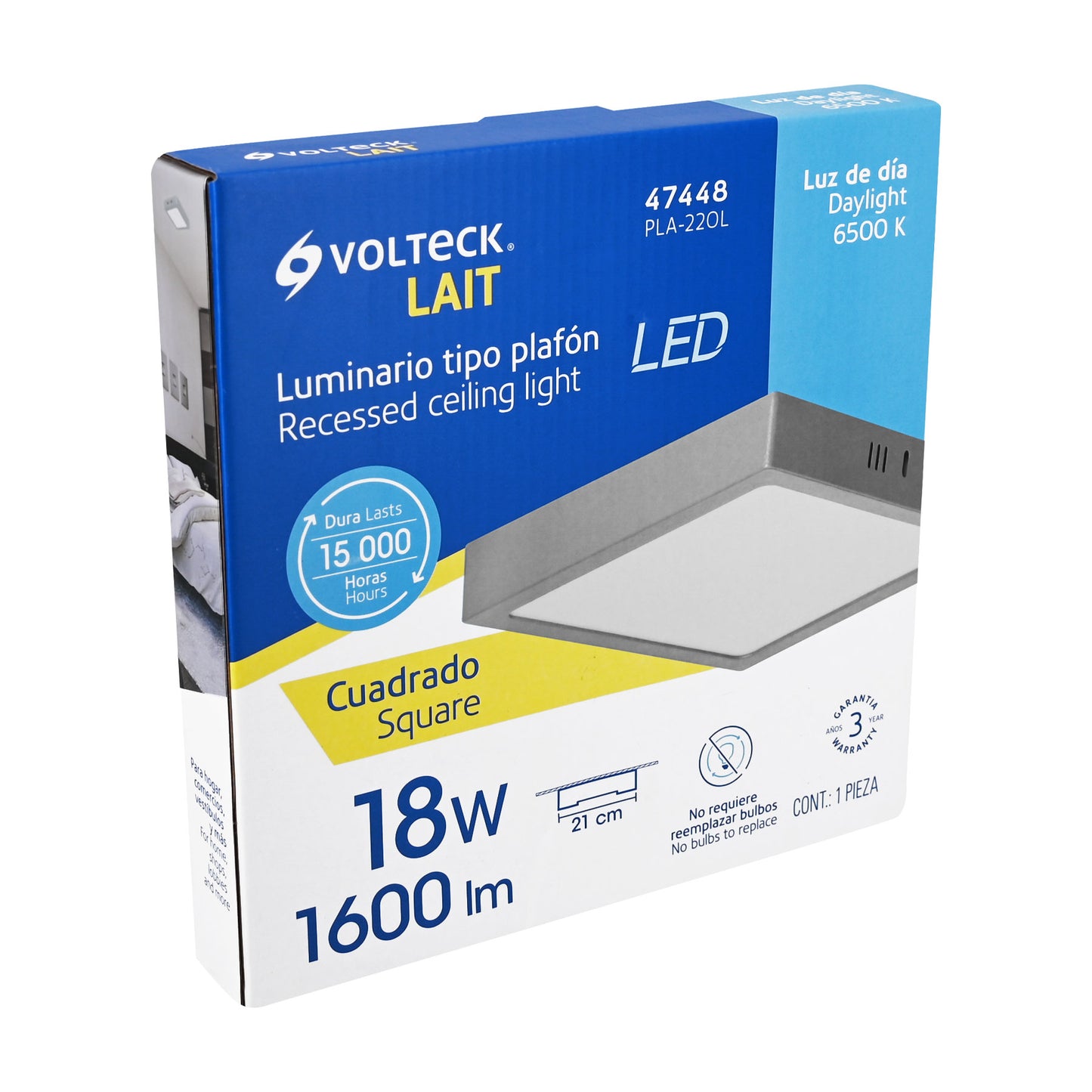 LUMINARIO LED  TIPO PLAFÓN 18 W, LUZ DE DÌA, GRIS 47448 *