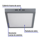 LUMINARIO LED  TIPO PLAFÓN 18 W, LUZ DE DÌA, GRIS 47448 *