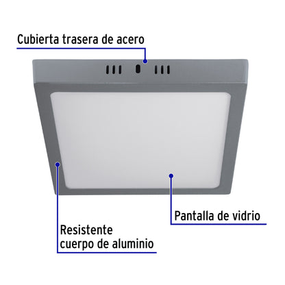 LUMINARIO LED  TIPO PLAFÓN 18 W, LUZ DE DÌA, GRIS 47448 *