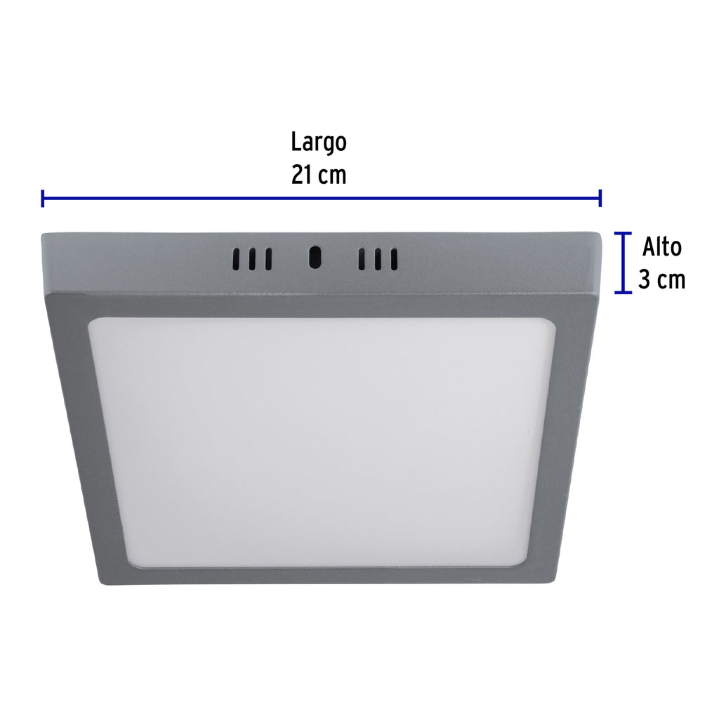 LUMINARIO LED  TIPO PLAFÓN 18 W, LUZ DE DÌA, GRIS 47448 *