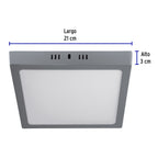 LUMINARIO LED  TIPO PLAFÓN 18 W, LUZ DE DÌA, GRIS 47448 *