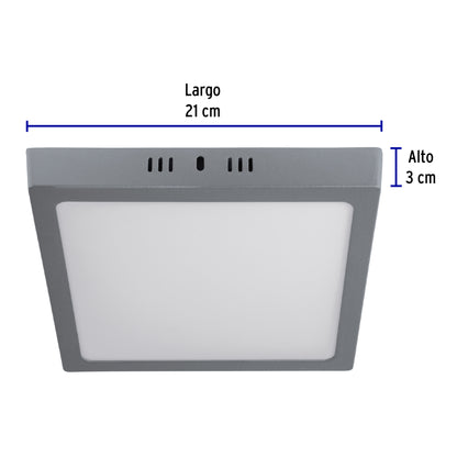 LUMINARIO LED  TIPO PLAFÓN 18 W, LUZ DE DÌA, GRIS 47448 *