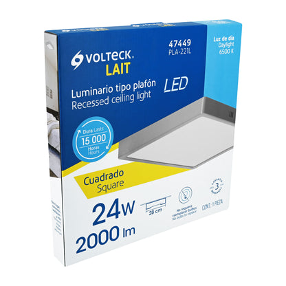 LUMINARIO LED TIPO PLAFÓN 24 W, CUADRADO, LUZ DE DÌA, GRIS 47449 *