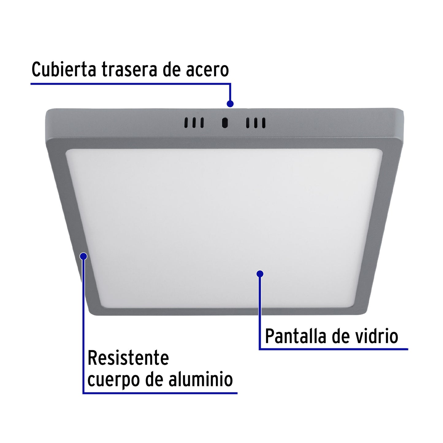 LUMINARIO LED TIPO PLAFÓN 24 W, CUADRADO, LUZ DE DÌA, GRIS 47449 *