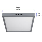 LUMINARIO LED TIPO PLAFÓN 24 W, CUADRADO, LUZ DE DÌA, GRIS 47449 *